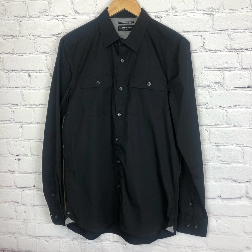 Kenneth Cole Dress Shirt Mens Stretch Fabric Black Size Small NWT